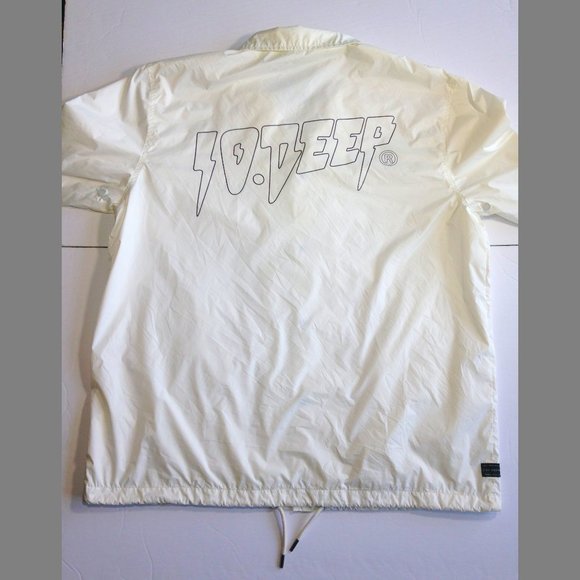 Men's 10 Deep Spell Out Nylon Jacket windbreaker White - Large - Used, Like New - Picture 1 of 11